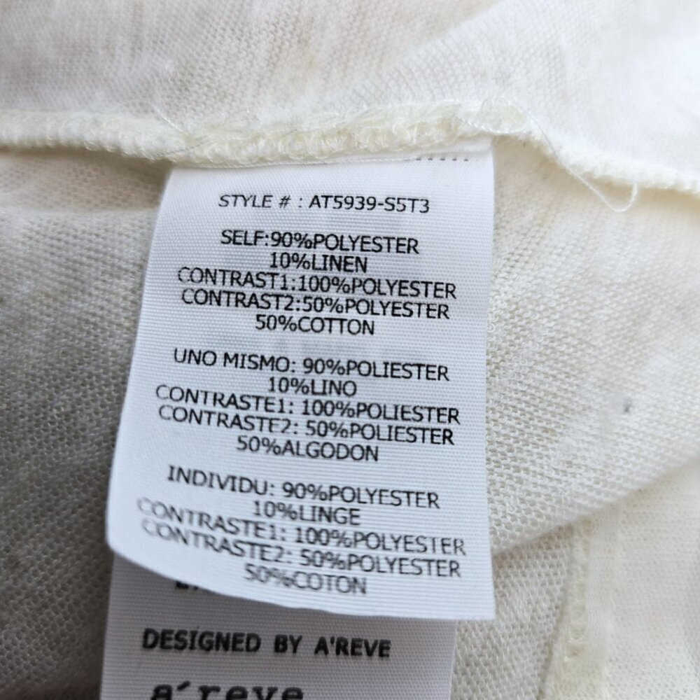Anthro A’reve Ivory Linen Lace Trim Rhinestone Embellished Sleeveless Tank Top - Picture 7 of 7
